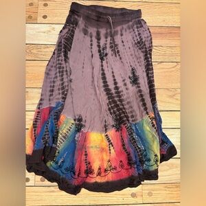 Hippie Boho Gypsy Multicolor Tie-Dye Women's Goddess Skirt one size